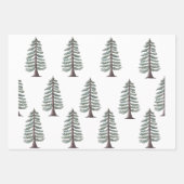 Moderne Waterverf Kerstmis Groene dennenboom Sneeu Inpakpapier Vel (Voorkant 2)