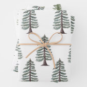 Moderne Waterverf Kerstmis Groene dennenboom Sneeu Inpakpapier Vel (In situ)