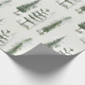 Moderne Waterverf Kerstmis Groene dennengeschenk Cadeaupapier (Hoek)