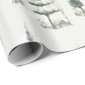 Moderne Waterverf Kerstmis Groene dennengeschenk Cadeaupapier (Rol Hoek)