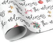 Moderne Waterverf kerstpatroon aangepaste familie Cadeaupapier (Rol Hoek)