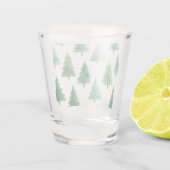 Moderne Waterverf kerstpijnbomen naadloos Shot Glas (Achterkant)