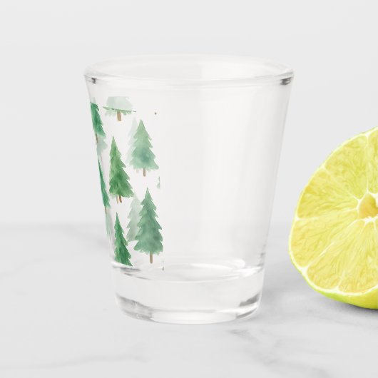 Moderne Waterverf kerstpijnbomen naadloos Shot Glas (Rechts)