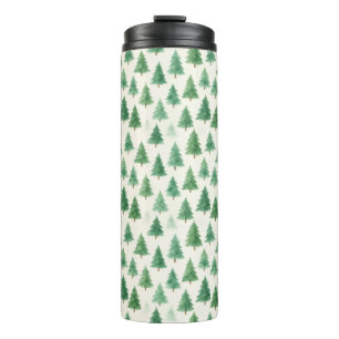 Moderne Waterverf kerstpijnbomen naadloos Thermosbeker