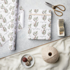 Moderne Waterverf Kerstvakantie in het Bos met Her Cadeaupapier