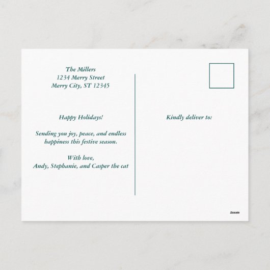 Moderne Waterverf Kerstvreugde Botanische krans Feestdagenkaart (Achterkant)