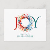 Moderne Waterverf Kerstvreugde Botanische krans Feestdagenkaart (Voorkant)