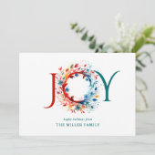 Moderne Waterverf Kerstvreugde Botanische krans Feestdagenkaart (Staand voorkant)