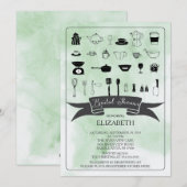 Moderne Waterverf keuken-bridale doucheuitnodiging Kaart (Voorkant / Achterkant)