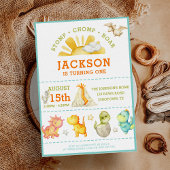 Moderne Waterverf Kinder Dinosaurus 1e Verjaardag Kaart