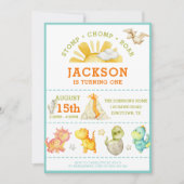 Moderne Waterverf Kinder Dinosaurus 1e Verjaardag Kaart (Voorkant)