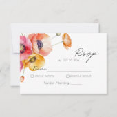 Moderne Waterverf klaprozen bloemenbruiloft RSVP Kaartje (Voorkant)