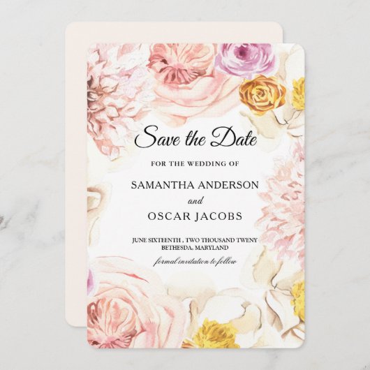 Moderne Waterverf kleurrijk Lijst Save The Date (Voorkant / Achterkant)