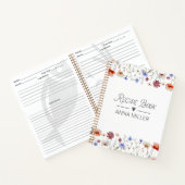 Moderne Waterverf Kleurrijk Wildflower Receptenboe Notitieboek (Binnen)