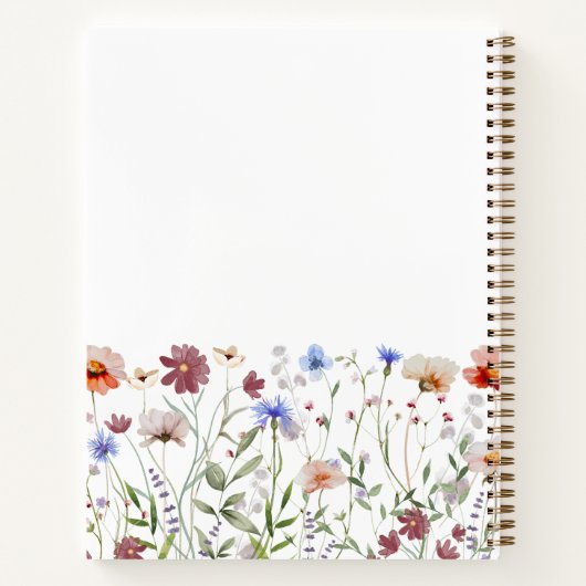 Moderne Waterverf Kleurrijk Wildflower Receptenboe Notitieboek (Achterkant)