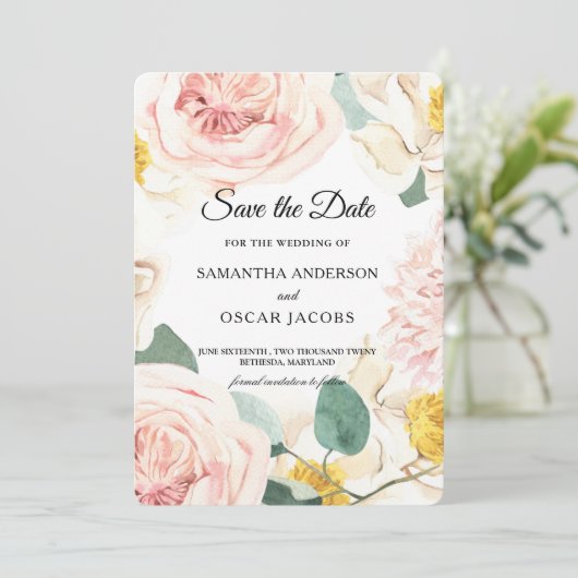 Moderne Waterverf kleurrijke Lijst Save The Date (Staand voorkant)