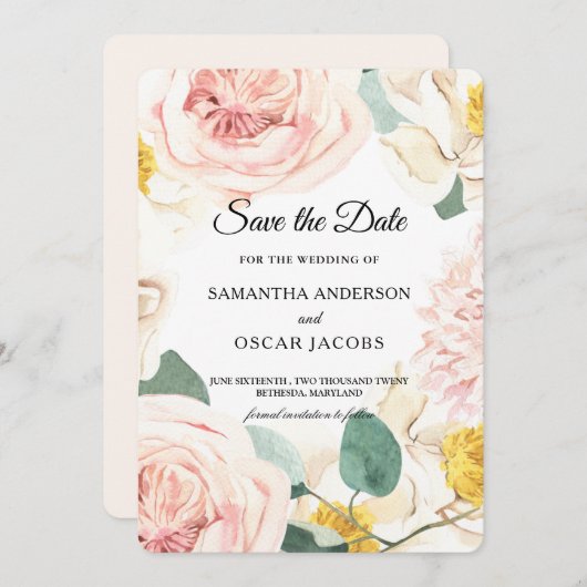 Moderne waterverf Kleurrijke Schoonheid Frame Save The Date (Voorkant / Achterkant)