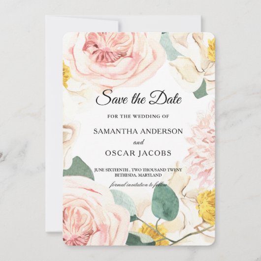 Moderne waterverf Kleurrijke Schoonheid Frame Save The Date (Voorkant)