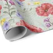Moderne Waterverf Kleurrijke Wildflower Pattern Cadeaupapier (Rol Hoek)