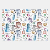 Moderne  Waterverf koffieespressopotten Inpakpapier Vel (Voorkant 2)