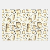 Moderne Waterverf koffieespressopotten Inpakpapier Vel (Voorkant 2)