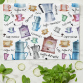 Moderne Waterverf koffieespressopotten Theedoek (Gevouwen)