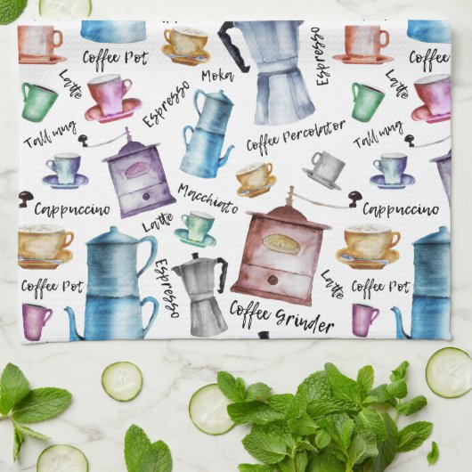 Moderne  Waterverf koffieespressopotten Theedoek (Gevouwen)