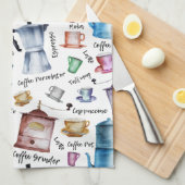 Moderne  Waterverf koffieespressopotten Theedoek (Quarter Fold)