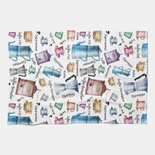 Moderne  Waterverf koffieespressopotten Theedoek (Horizontaal)