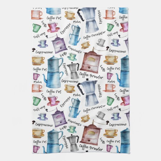 Moderne  Waterverf koffieespressopotten Theedoek (Verticaal)