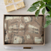 Moderne Waterverf koffiepotten bruin Tissuepapier (Geschenk)