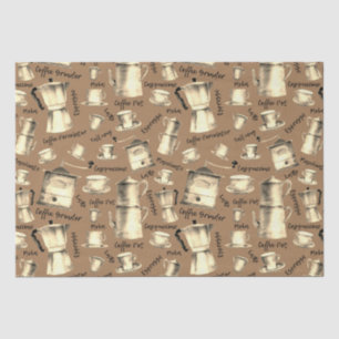 Moderne Waterverf koffiepotten bruin Tissuepapier