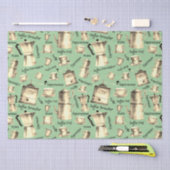 Moderne Waterverf koffiepotten Sage Tissuepapier (Craft)