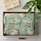 Moderne Waterverf koffiepotten Sage Tissuepapier (Geschenk)