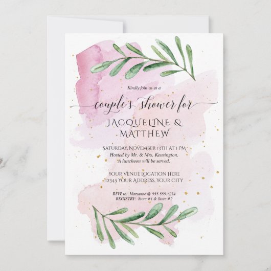 Moderne Waterverf koppels douchen eucalyptus blade Kaart (Voorkant)