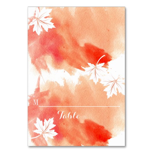 Moderne waterverf koraal bruiloft plaats kaart (Voorkant)