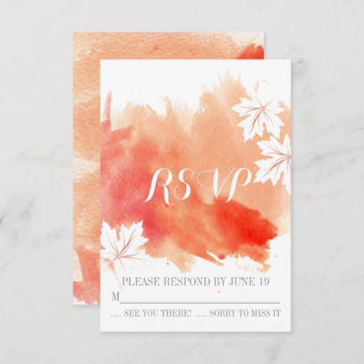 Moderne waterverf koraal perzik bruiloft RSVP antw (Voorkant / Achterkant)