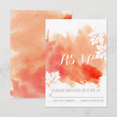 Moderne waterverf koraal perzik bruiloft RSVP antw Kaartje (Voorkant / Achterkant)