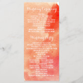 Moderne waterverf koraalrif bruiloft programma programmakaart (Achterkant)