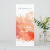 Moderne waterverf koraalrif bruiloft programma programmakaart (Staand voorkant)