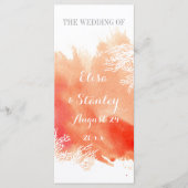 Moderne waterverf koraalrif bruiloft programma programmakaart (Voorkant)