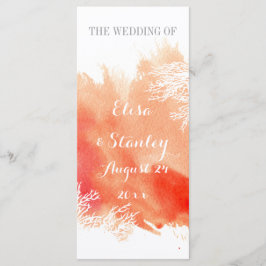 Moderne waterverf koraalrif bruiloft programma programmakaart