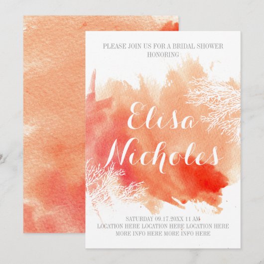 Moderne waterverf koraalrif bruiloft vrijgezellenf kaart (Voorkant / Achterkant)