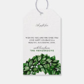 Moderne waterverf krans aangepaste boodschap Kerst Cadeaulabel (Achterkant)