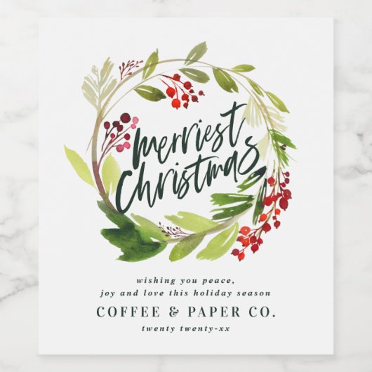 Moderne waterverf krans blad chic zakelijk wijn etiket (Enkel label)