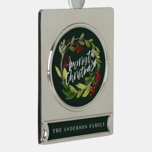 Moderne waterverf krans gebladerte chic verzilverd banner ornament (Rechts)