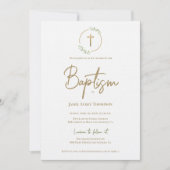 Moderne Waterverf krans verguld gouden kruisdoop Kaart (Voorkant)