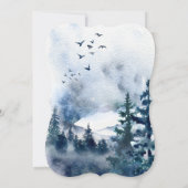 Moderne waterverf kunst blauw en wit kerst kaart (Achterkant)