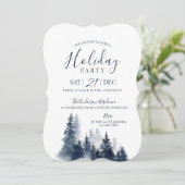 Moderne waterverf kunst blauw en wit kerst kaart (Staand voorkant)