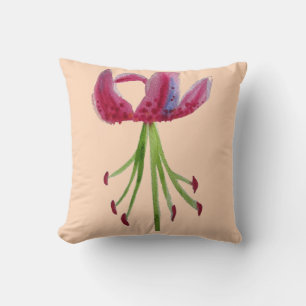 Moderne waterverf kunst Fuchsia roze lilly flower Kussen